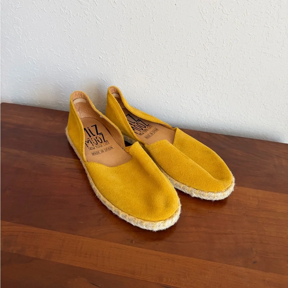 Miz Mooz Celestine Mustard Yellow Leather Espadrille Flats Womens 36 Casual